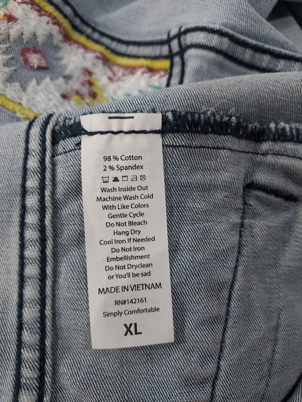 LuLaRoe Light and Dark Blue Denim Jacket with Multicolor Aztec Back Xl